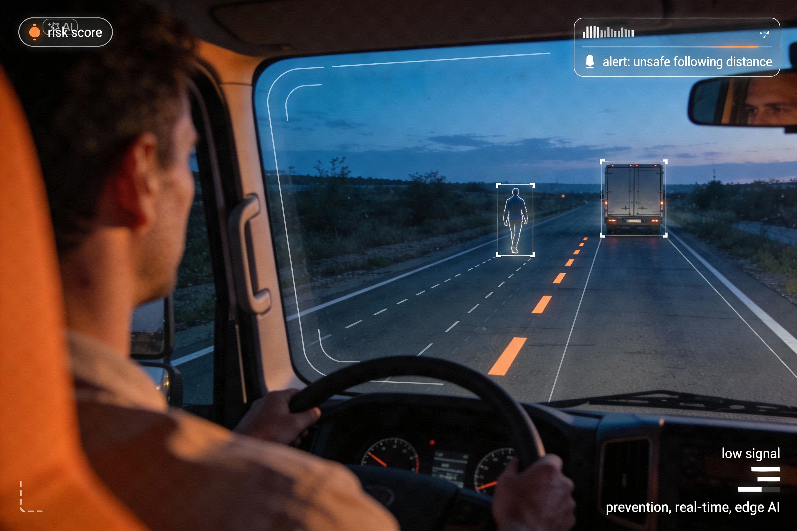 AI video telematics: fleet camera with dashboard and connected data visualization