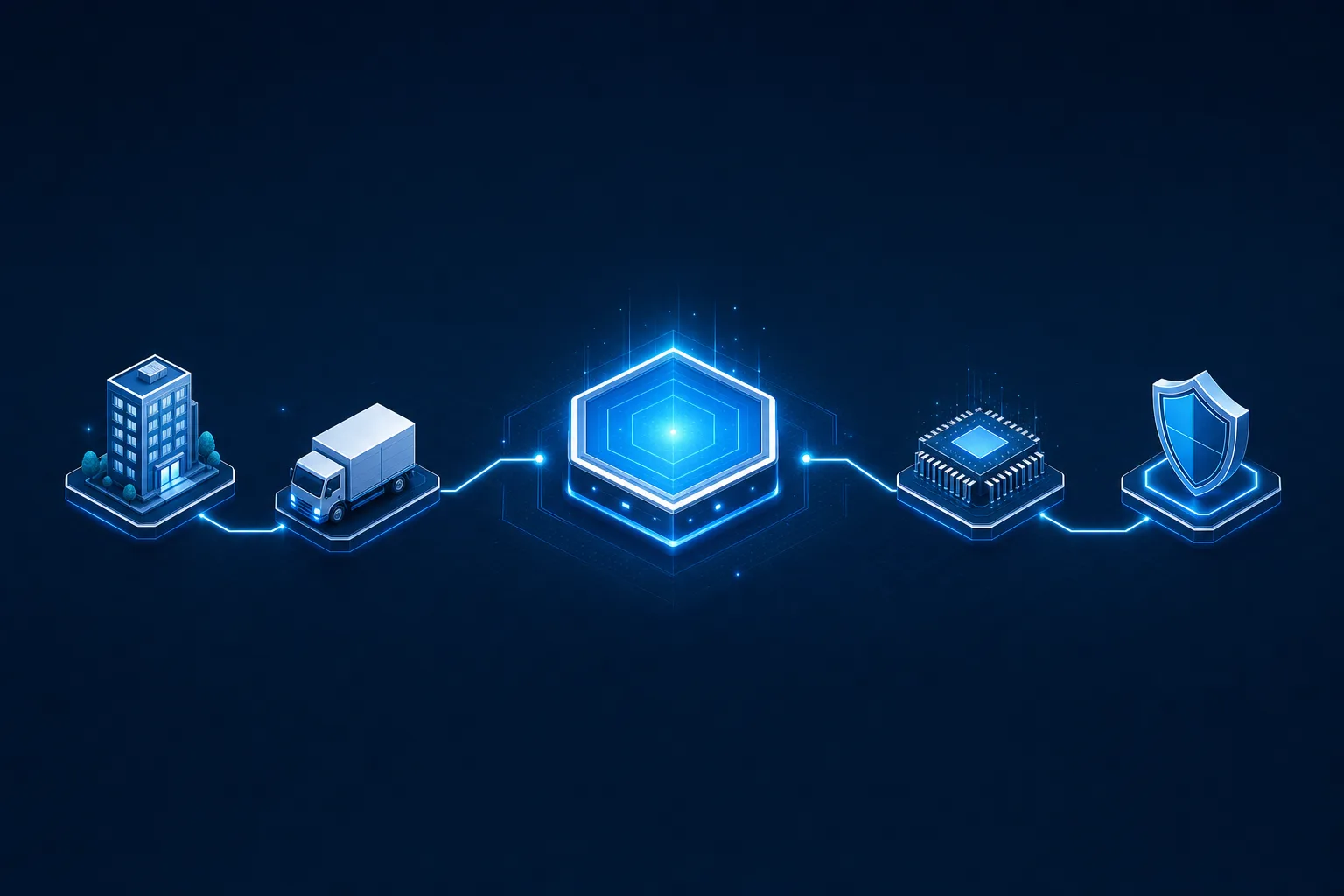 Central IoT Query data hub connecting to four icons representing enterprise fleets, TSPs & vendors, integrators & ISVs, and OEMs & hardware manufacturers